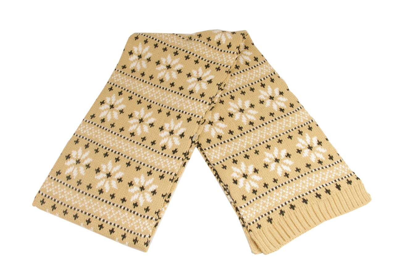 Christmas Central 60" Unisex Light Khaki Jacquard Knit Winter Scarf